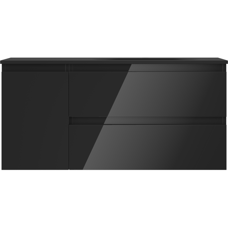 Mexen Orio шкафче за баня 100 см с мивка Vela дясно, 2S, 1D, черен гланц/черен мат