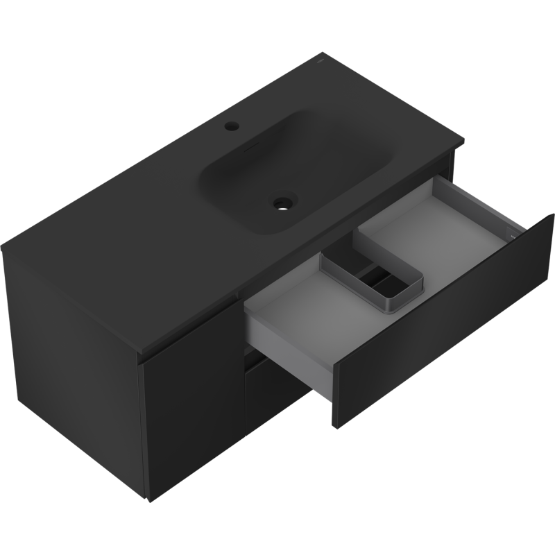 Mexen Orio шкаф за баня 100 см с мивка Vela дясна, 2S, 1D, черен мат