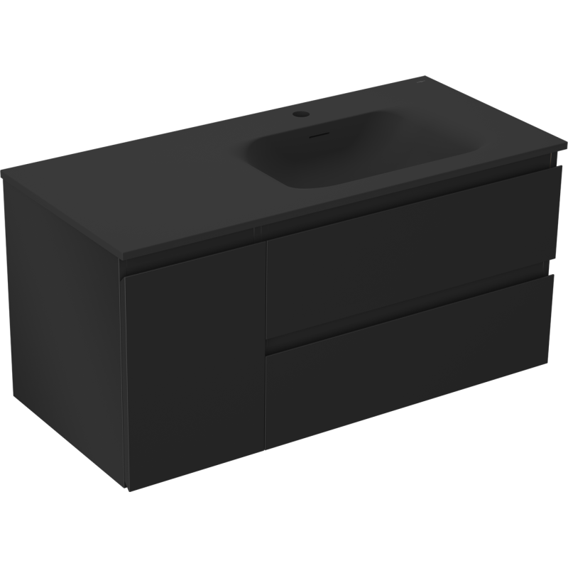 Mexen Orio шкаф за баня 100 см с мивка Vela дясна, 2S, 1D, черен мат