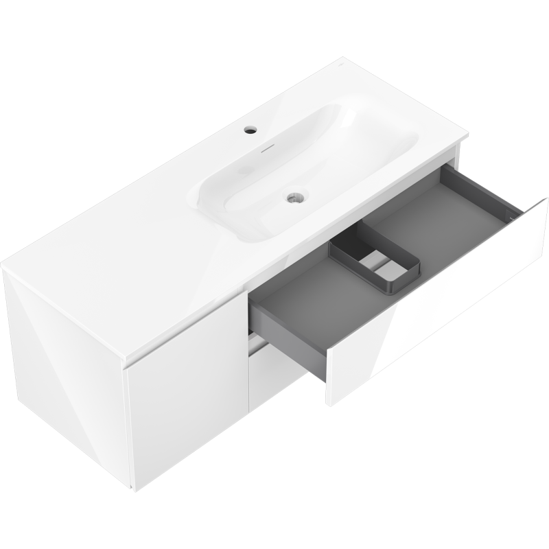 Mexen Orio шкаф за баня 120 см с мивка Vela дясна, 2S, 1D, бял гланц