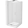 Mexen Rio Квадратна душ кабина 90 x 90 см, матирана, хром + корито Flat, бяло