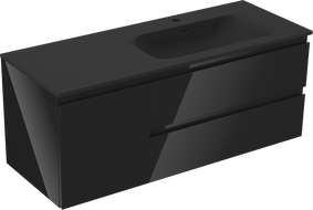 Mexen Orio баня шкаф 120 см с мивка Vela дясна, 2S, 1D, черен гланц/черен мат - 91A13-12047-3-BBFFF70-W23P71