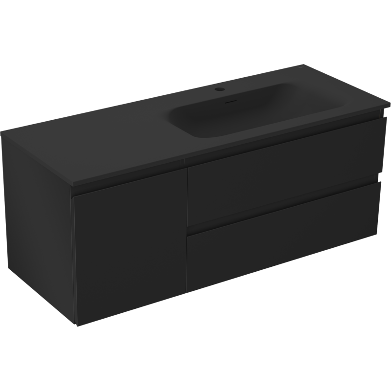 Mexen Orio шкаф за баня 120 см с мивка Vela дясна, 2S, 1D, черен мат
