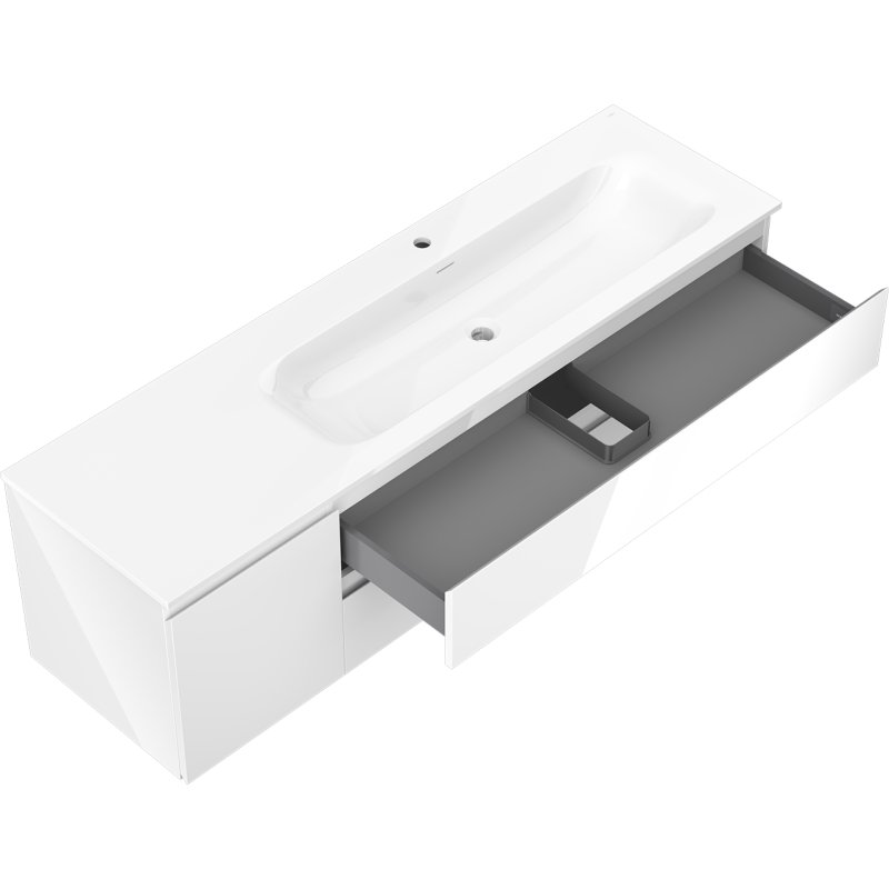 Mexen Orio шкаф за баня 160 см с мивка Vela дясна, 2S, 1D, бял гланц - 91A13-16047-3-BBFFF00-W23P00