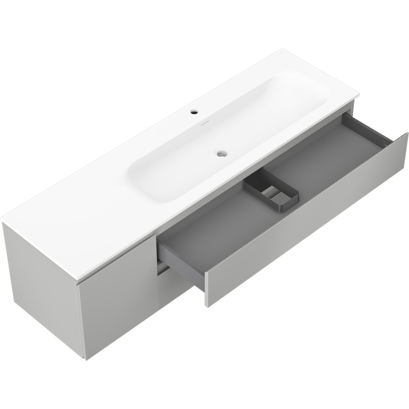 Mexen Orio шкаф за баня 160 см с умивалник Vela дясно, 2S, 1D, сив мат/бял мат - 91A13-16047-3-BBFFF62-W23P01