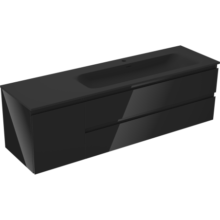 Mexen Orio шкаф за баня 160 см с мивка Vela дясна, 2S, 1D, черен гланц/черен мат - 91A13-16047-3-BBFFF70-W23P71