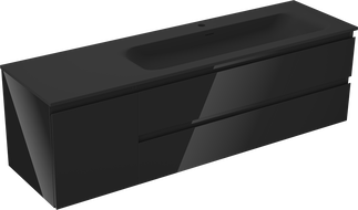 Mexen Orio шкаф за баня 160 см с мивка Vela дясна, 2S, 1D, черен гланц/черен мат - 91A13-16047-3-BBFFF70-W23P71