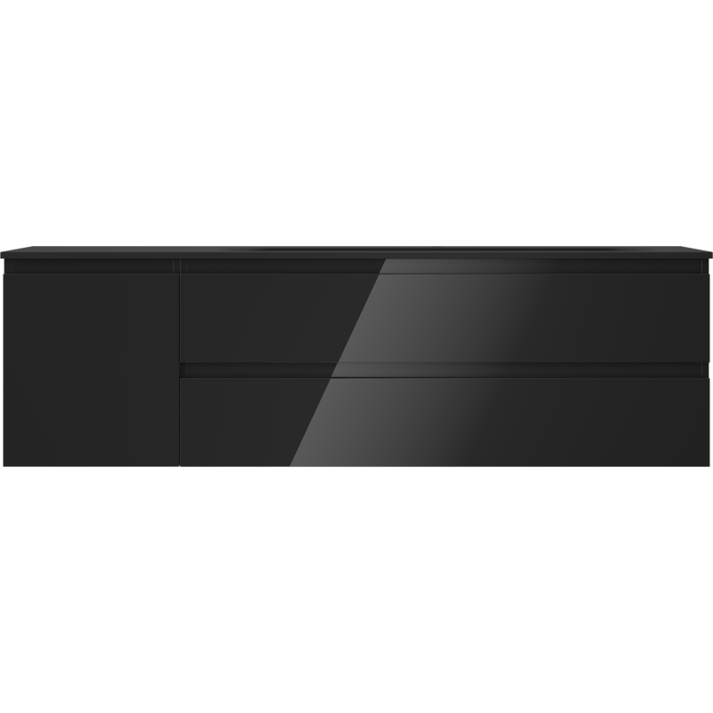 Mexen Orio шкаф за баня 160 см с мивка Vela дясна, 2S, 1D, черен гланц/черен мат - 91A13-16047-3-BBFFF70-W23P71