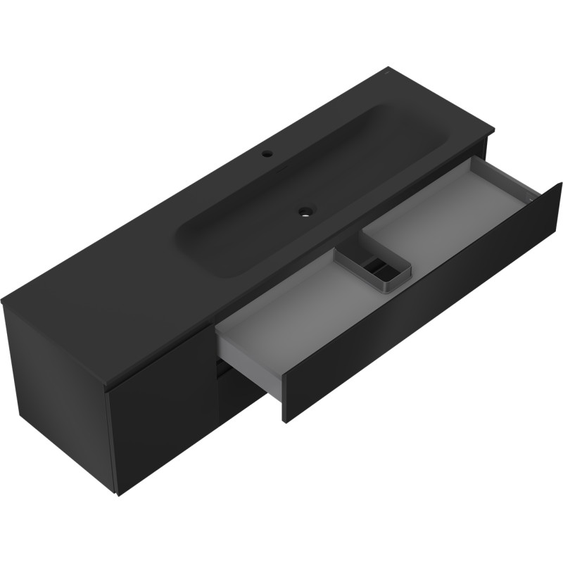 Mexen Orio шкаф за баня 160 см с мивка Vela дясна, 2S, 1D, черен мат