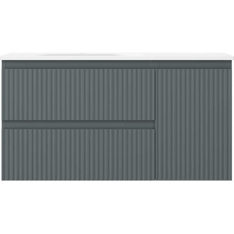 Mexen Rivel 90 см шкаф за баня с мивка Vela лява, 2S, 1D, рифелова, графит мат/бяла мат - 91A23-09047-3-BBFFF66-W23L01