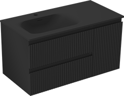 Mexen Rivel шкаф за баня 90 см с мивка Vela ляв, 2S, 1D, оребрен, черен мат