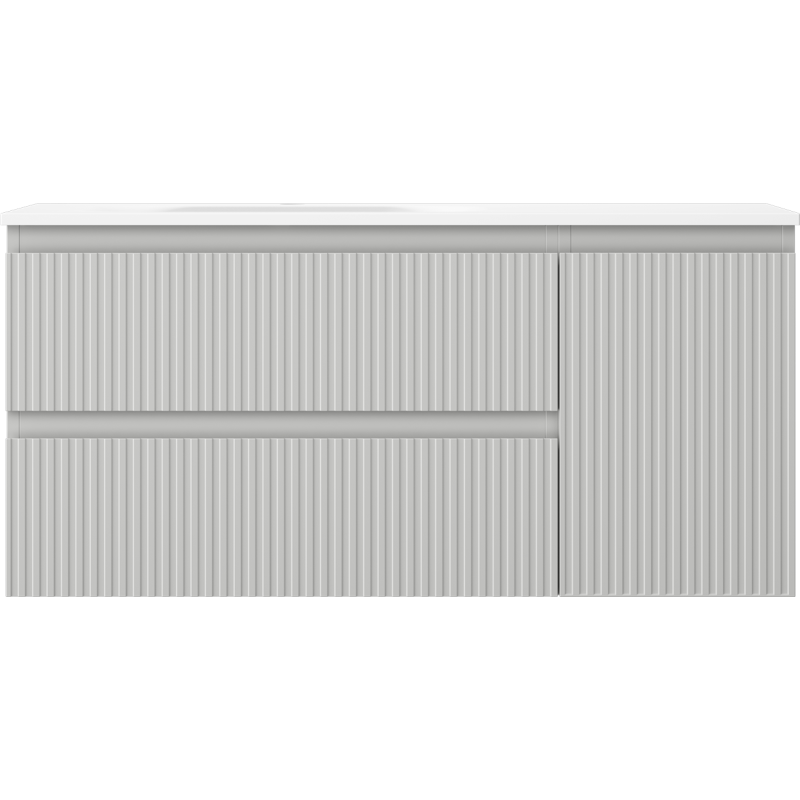 Mexen Rivel шкаф за баня 100 см с мивка Vela лява, 2S, 1D, рифлована, сива мат/бяла мат - 91A23-10047-3-BBFFF62-W23L01