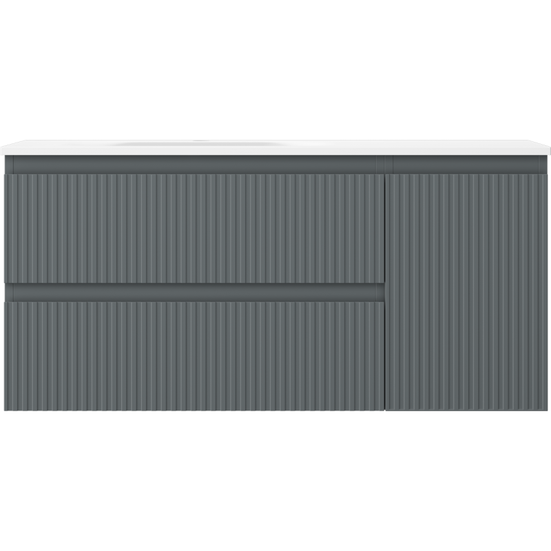 Mexen Rivel шкаф за баня 100 см с мивка Vela лява, 2S, 1D, релефен, графит/бял мат - 91A23-10047-3-BBFFF66-W23L01