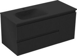 Mexen Rivel шкаф за баня 100 см с мивка Вела лява, 2S, 1D, релефна, черен мат