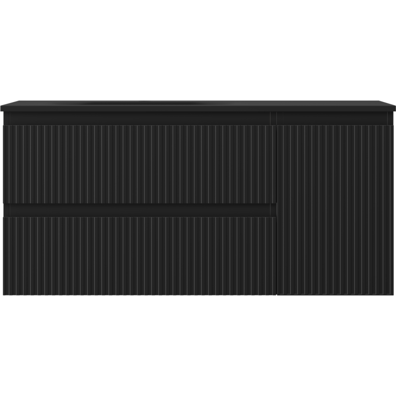 Mexen Rivel шкаф за баня 100 см с мивка Вела лява, 2S, 1D, релефна, черен мат