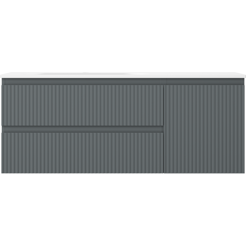 Mexen Rivel шкаф за баня 120 см с мивка Vela лява, 2S, 1D, гравирана, графит/бял мат - 91A23-12047-3-BBFFF66-W23L01