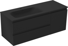 Mexen Rivel 120 см шкаф за баня с мивка Vela лява, 2S, 1D, гравиран, черен мат - 91A23-12047-3-BBFFF71-W23L71