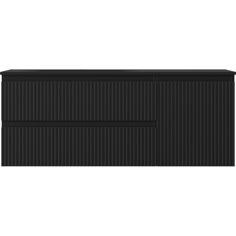 Mexen Rivel 120 см шкаф за баня с мивка Vela лява, 2S, 1D, гравиран, черен мат - 91A23-12047-3-BBFFF71-W23L71