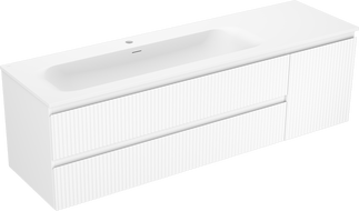 Mexen Rivel шкаф за баня 160 см с мивка Vela лява, 2S, 1D, оребрена, бял мат - 91A23-16047-3-BBFFF01-W23L01