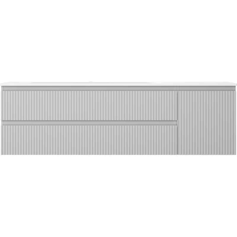 Mexen Rivel шкаф за баня 160 см с мивка Vela лява, 2S, 1D, оребрена, сива мат/бяла