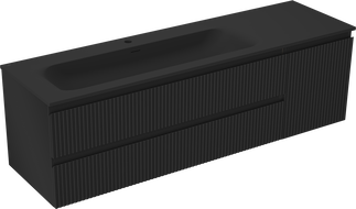 Mexen Rivel баня шкаф 160 см с мивка Vela ляв, 2S, 1D, оребрена, черен мат - 91A23-16047-3-BBFFF71-W23L71