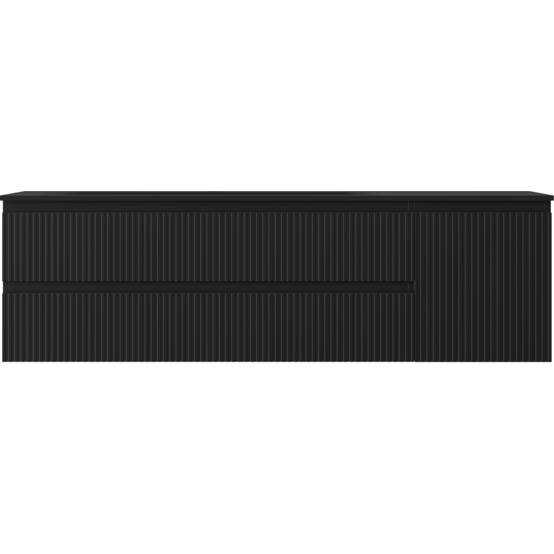 Mexen Rivel баня шкаф 160 см с мивка Vela ляв, 2S, 1D, оребрена, черен мат - 91A23-16047-3-BBFFF71-W23L71