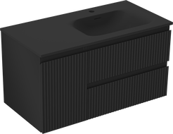 Mexen Rivel баня шкаф 90 см с мивка Vela дясна, 2S, 1D, релефен, черен мат - 91A23-09047-3-BBFFF71-W23P71