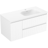 Mexen Rivel шкафче за баня 100 см с мивка Vela дясно, 2S, 1D, набраздено, бяло мат - 91A23-10047-3-BBFFF01-W23P01