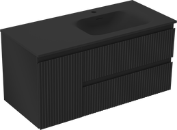 Mexen Rivel баня шкаф 120 cm с умивалник Vela десен, 2S, 1D, оребрен, черен мат - 91A23-10047-3-BBFFF71-W23P71