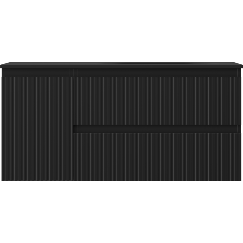 Mexen Rivel баня шкаф 120 cm с умивалник Vela десен, 2S, 1D, оребрен, черен мат - 91A23-10047-3-BBFFF71-W23P71