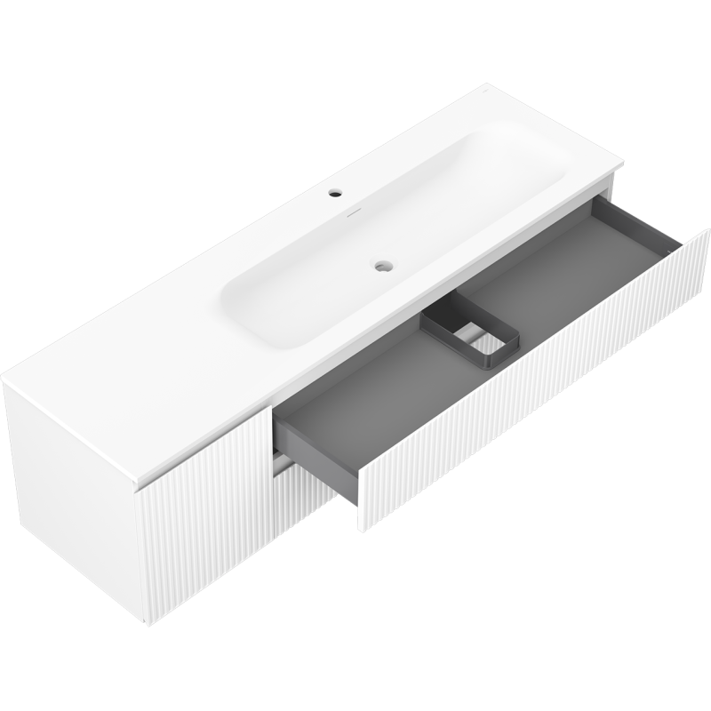 Mexen Rivel шкаф за баня 160 см с мивка Vela дясна, 2S, 1D, с канал, бял мат