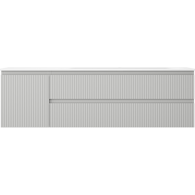 Mexen Rivel шкаф за баня 160 см с мивка Vela дясен, 2S, 1D, релефен, сив/бял мат