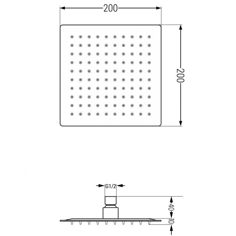 Mexen Slim дъждовна глава 20 x 20 см, хром - 79120-00