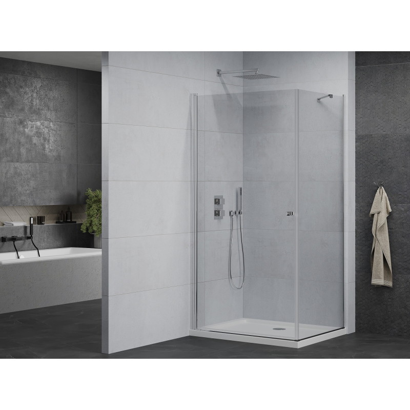 Mexen Pretoria отваряема душ кабина 80 x 120 см, прозрачна, хром + корито Flat