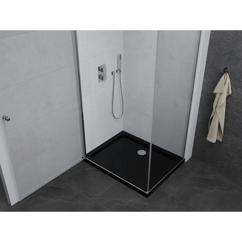 Mexen Pretoria Отваряема душ кабина 70 x 80 см, прозрачна, хром + издълбана Flat,