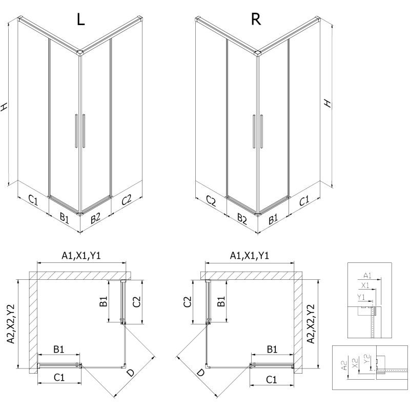 Mexen Rox Duo плъзгаща се душ кабина 120 x 85 см, прозрачна, розово злато - 8C2D-120-085-60-00