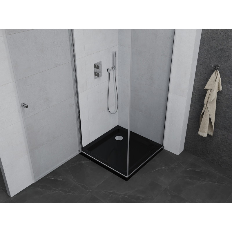 Mexen Pretoria душ кабина с отварящи се врати 80 x 80 см, прозрачна, хром + плосък