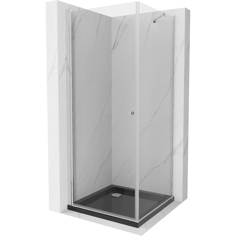 Mexen Pretoria душ кабина с отварящи се врати 80 x 80 см, прозрачна, хром + плосък