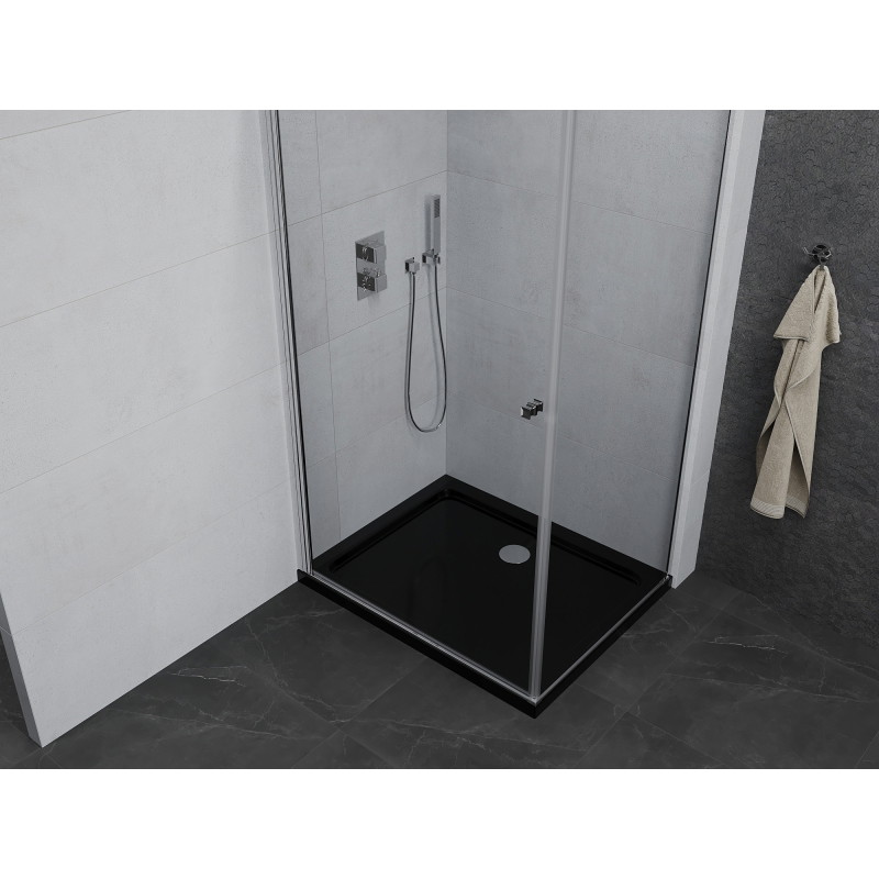 Mexen Pretoria душ кабина с отваряеми врати 80 x 120 см, прозрачна, хром + черен