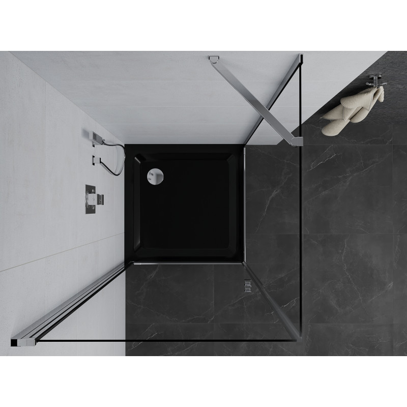 Mexen Pretoria люлееща се душ кабина 90 x 90 см, прозрачна, хром + плитка Flat,