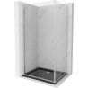 Mexen Pretoria душ кабина отваряем 100 x 70 см, прозрачен, хром + душ тава Flat, черен - 852-100-070-01-00-4070