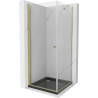Mexen Pretoria душ кабина с повдигнати врати 70 x 70 см, прозрачен, златен + Flat поддони, черен - 852-070-070-50-00-4070G