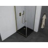 Mexen Pretoria душ кабина с врата 70 x 70 см, прозрачна, златна + душ подложка Flat,