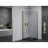 Mexen Pretoria душ кабина с врата 70 x 70 см, прозрачна, златна + душ подложка Flat,