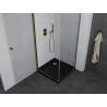 Mexen Pretoria душ кабина с врата 70 x 70 см, прозрачна, златна + душ подложка Flat,
