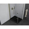 Mexen Pretoria душ кабина с отварящи се врати 70 x 90 см, прозрачна, златиста + плосък душ поднос, черен - 852-070-090-50-00-40?