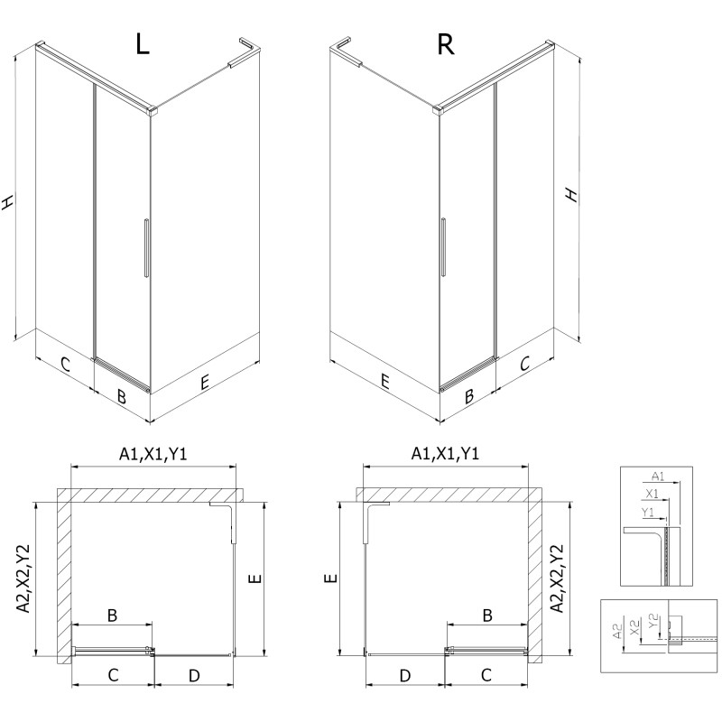 Mexen Rox L лява плъзгаща се душ кабина 110 x 120 см, черна рамка, черна