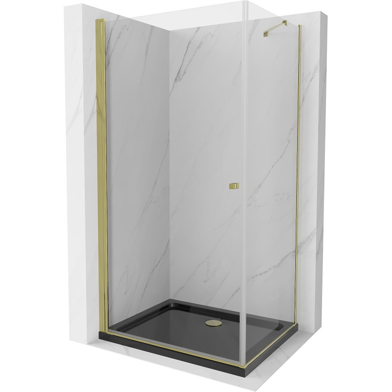Mexen Pretoria отваряща се душ кабина 70 x 100 см, прозрачна, златиста +