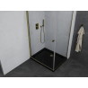 Mexen Pretoria отваряща се душ кабина 90 x 80 см, прозрачна, златна + плосък