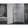 Mexen Pretoria отваряща се душ кабина 90 x 80 см, прозрачна, златна + плосък